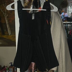 Black Sleeveless Vest with Zipper Details